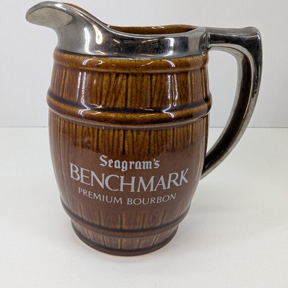 Seagram's Benchmark Premium Bourbon Wood Barrel Advertising Pub Jug Water Jug - Picture 1 of 6